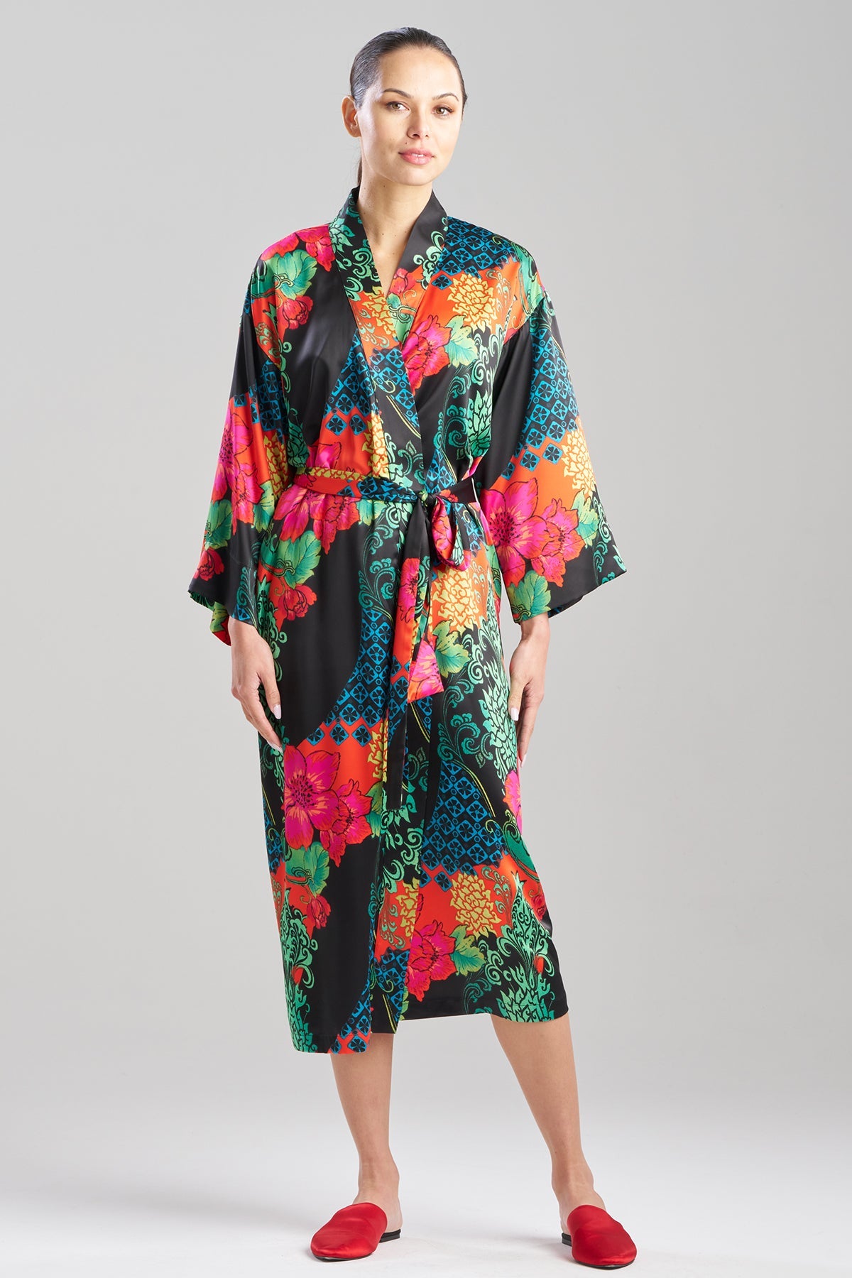 NATORI Harvest Printed Satin Robe