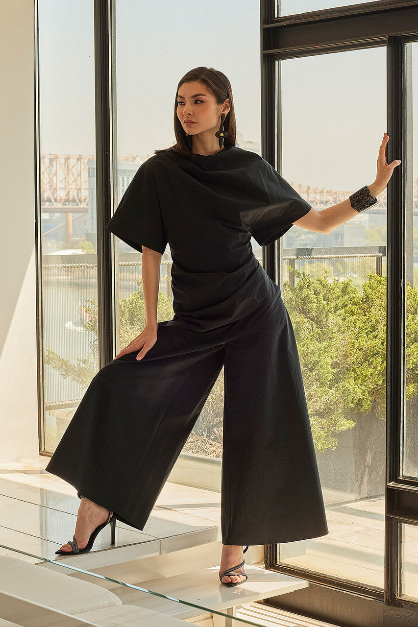 NATORI Buy Taffeta Draped Top in Black Online