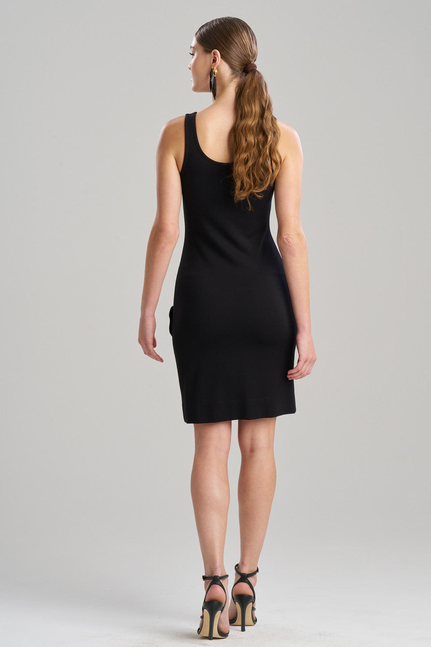 NATORI Buy Light Weight Ponte Embroidered Tank Dress in Black Online