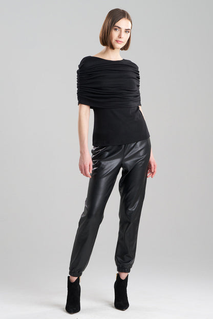 NATORI Buy Layering Jersey Rouched Top in Black Online