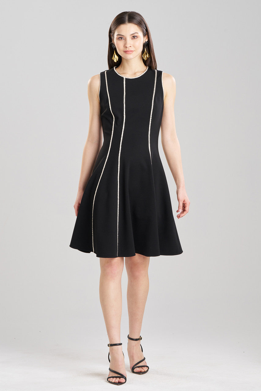 NATORI Buy Compact Knit Embroidered Dress in Black Online