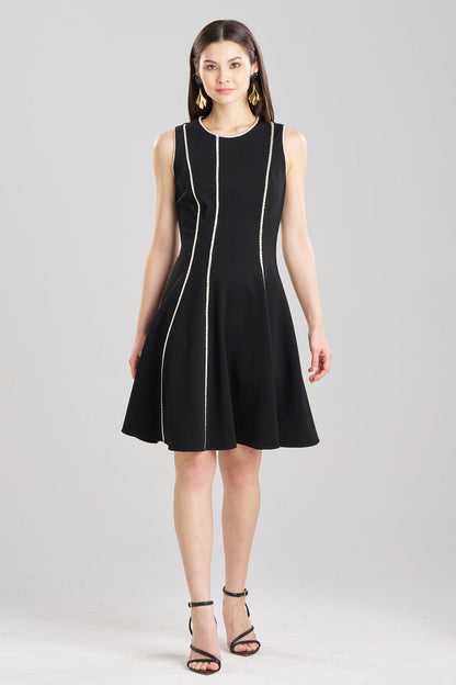 NATORI Buy Compact Knit Embroidered Dress in Black Online