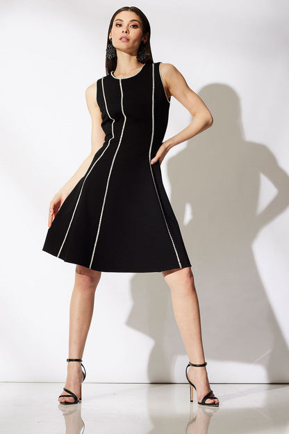 NATORI Buy Compact Knit Embroidered Dress in Black Online