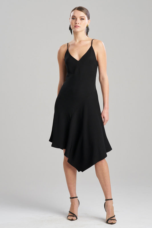 NATORI Buy Stretch Crepe Asymmetric Dress in Black Online