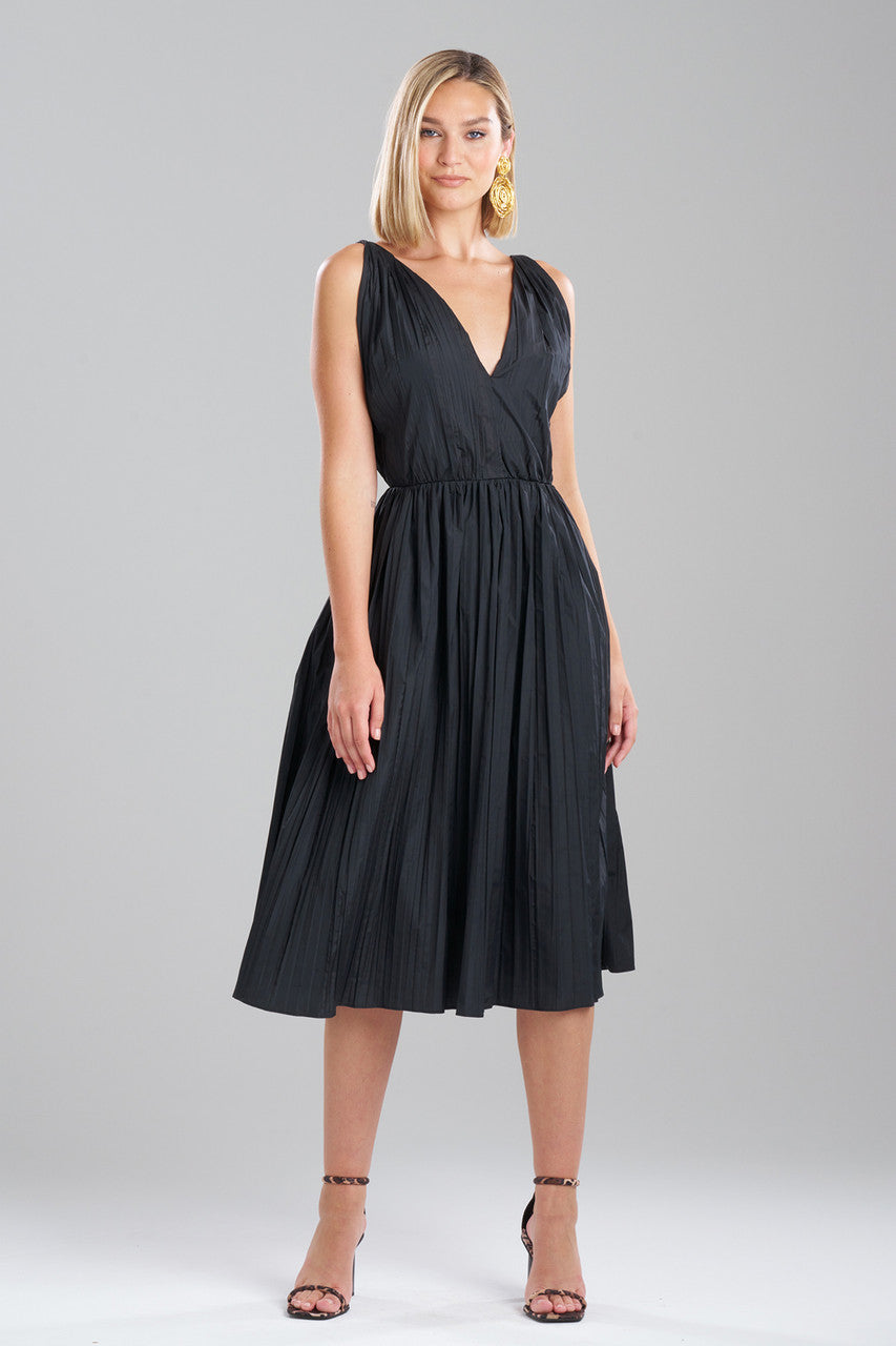NATORI Buy Taffeta Plisse A-line Dress in Black Online