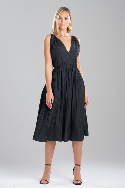 NATORI Buy Taffeta Plisse A-line Dress in Black Online