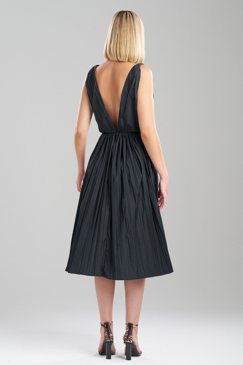 NATORI Buy Taffeta Plisse A-line Dress in Black Online
