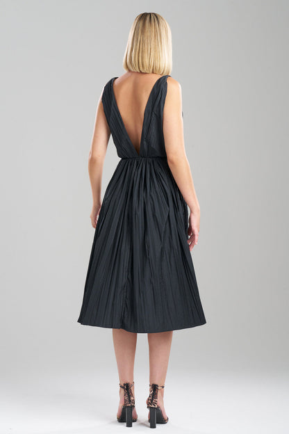 NATORI Buy Taffeta Plisse A-line Dress in Black Online