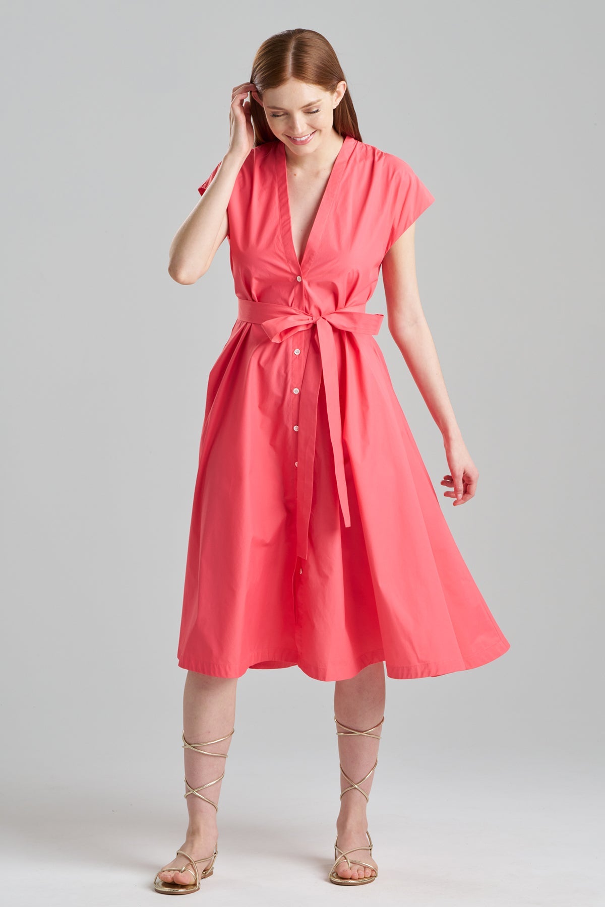 NATORI Techno Poplin Tie Front Dress