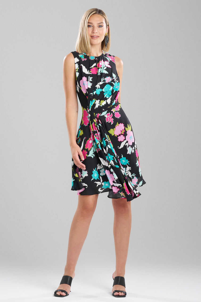 NATORI Buy Tangier Printed Silk Georgette Dress in Black Multi Online
