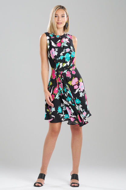NATORI Buy Tangier Printed Silk Georgette Dress in Black Multi Online