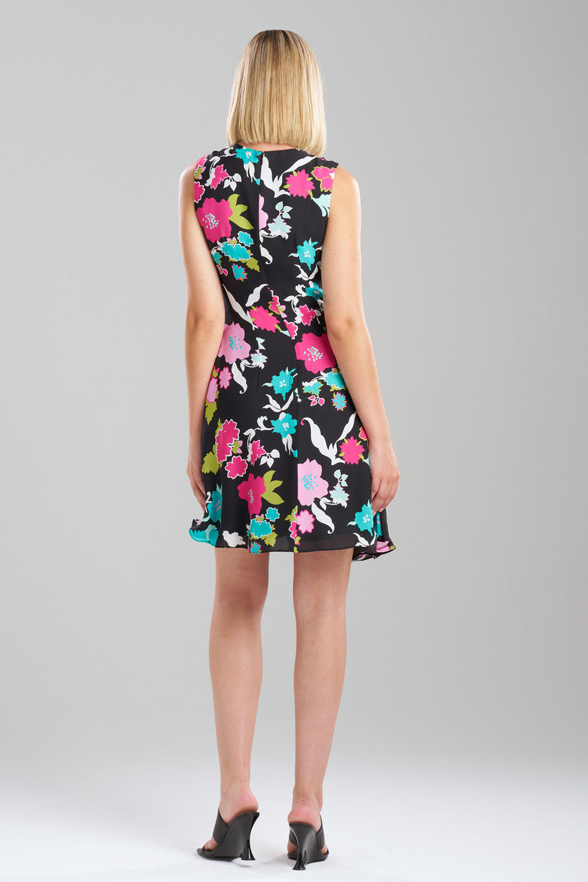 NATORI Buy Tangier Printed Silk Georgette Dress in Black Multi Online
