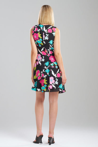 NATORI Buy Tangier Printed Silk Georgette Dress in Black Multi Online